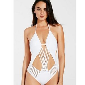 Fabletics one piece macramé white size med